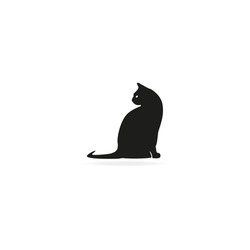 Silhouette of cat vector icon. Pet illustration.