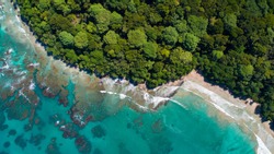 Aerial View from Beach in Costa Rica at the Caribbean between Puerto Viejo and Manzanillo