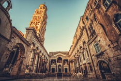 The Diocletian's Palace in Split, Croatia - Famous Diocletian Palace is ancient palace built for Emperor Diocletian in historic center of Split, Croatia.