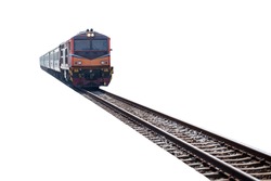 train on the track isolated on white background with clipping path