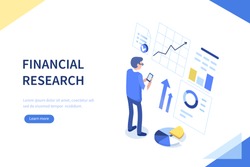 Financial research concept. Can use for web banner, infographics, hero images. Flat isometric vector illustration isolated on white background.