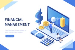 Financial management concept. Can use for web banner, infographics, hero images. Flat isometric vector illustration isolated on white background.