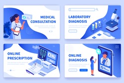 Medical concept  banners templates. Can use for backgrounds, infographics, hero images. Flat isometric modern vector illustration.