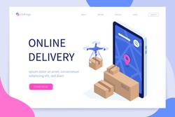 Mobile delivery concept. Can use for web banner, infographics, hero images. Flat isometric modern vector illustration.