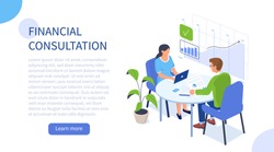 Financial consultation concept. Can use for web banner, infographics, hero images. Flat isometric vector illustration isolated on white background.