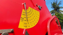 Crane boom angle indicator and also as an illustration for the load chart which is usually found at the base of the boom.
