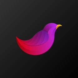Abstract colorful gradient minimal bird logo illustration