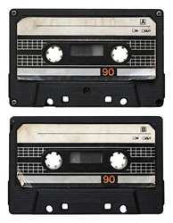 audio cassette isolated on white background. side A and B