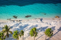 Tropical paradise: Cancun idyllic caribbean beach from above, Riviera Maya, Mexico