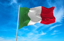 Large Italian flag waving in the wind