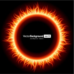 Abstract burning fire circle top view vector background