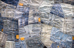 Denim different jeans fashion background top view