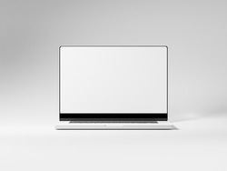 Latest Laptop 2022 for mockup. 2022 laptop with blank screen on white background. Brand new laptop computer. New version notebook. 3D Rendered Illustration.