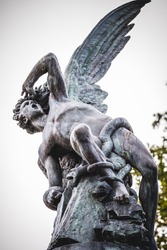devil figure, bronze sculpture with demonic gargoyles and monsters
