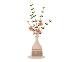 Decorative flower pots background flat retro handdrawn