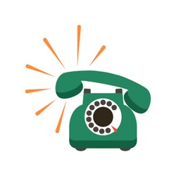 Vintage retro phone in a cartoon style flat. icon. Vector illustration