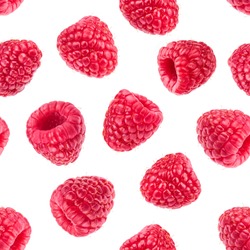 Raspberry isolated on white background. Seamless pattern
