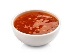 Sweet and sour sauce isolated on white background with clipping path