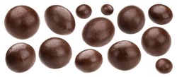Chocolate balls isolated on white background, collection