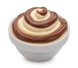 Chocolate vanilla cream swirl isolated on white background
