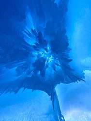 Frozen Blue Icicles from above 