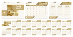 Calendar 2018 template week start on Sunday. Sample image with Gradient Mesh.