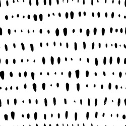 Short vertical lines hand drawn seamless pattern. Black and white simple vector confetti pattern with abstract dashes and lines. Horizontal dotted stripes. Grunge dash stain background for textile