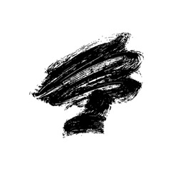 Black ink vector brush stroke. Monochrome design element. Hand drawn black brush stroke isolated on white background. Dirty artistic design element. Background for text. Abstract monochrome stain