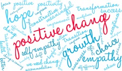 Positive Change word cloud on a white background. 