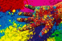 Holi Colorful Hand Fastival Vibrant Background India Color's multicolor 