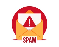 SPAM email vector icon. Advertising, phishing, distribution of malware through spam messages. Spam email message distribution, malware spreading virus