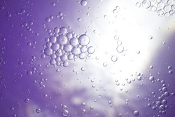 purple  background from small bubbles with sparkling reflections. There are many different sized round shaped bubbles. Stacked in layers, grouped together. mysterious and scientific