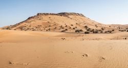 Mountain in the red sand desert of Sharjah, United Arab Emirates (UAE), Middle East