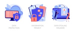 Database security software. Cyber crime, computer system hacking malware. Data protection, information privacy, data stealing metaphors. Vector isolated concept metaphor illustrations