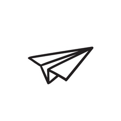 Paper airplane vector sketch icon isolated on background. Hand drawn Paper airplane icon. Paper airplane sketch icon for infographic, website or app.