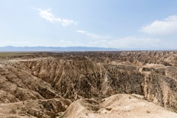 Yellow Zhabyr Canyon in the Nationalpark of Charyn Canyon in the Almaty region of Kazakhstan