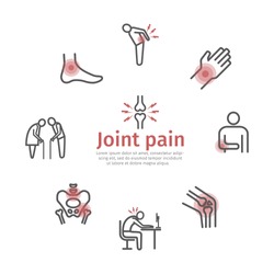 Joint pain banner. Icons set. Vector signs for web graphics.