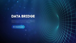 Data bridge vector illustration. Traffic big data and data visualization. Communication network digital technology background.