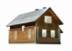 two-storey wooden house isolated on the white background
