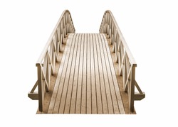 wooden Park foot bridge isolated on a white background