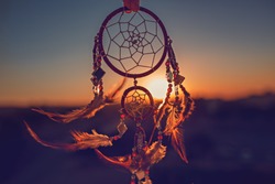 Dreamcatcher sunset , the mountains, boho chic, ethnic amulet,symbol