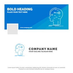 Blue Business Logo Template for brain, hack, hacking, key, mind. Facebook Timeline Banner Design. vector web banner background illustration