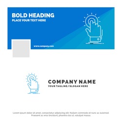 Blue Business Logo Template for touch, click, hand, on, start. Facebook Timeline Banner Design. vector web banner background illustration