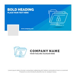 Blue Business Logo Template for encryption, files, folder, network, secure. Facebook Timeline Banner Design. vector web banner background illustration