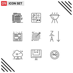 Set of 9 Modern UI Icons Symbols Signs for business; bookshelf; engineering; living; cook Editable Vector Design Elements