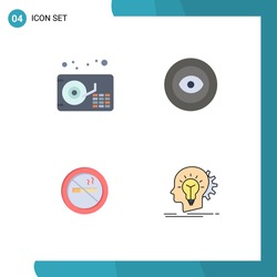 Pack of 4 Modern Flat Icons Signs and Symbols for Web Print Media such as audio; no; achievement; wreath; creative Editable Vector Design Elements