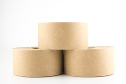 paper tape, packing tape, brown tape on white background.