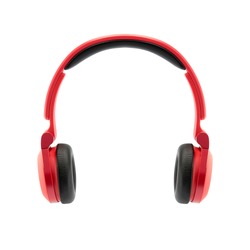 red headphone on white background, isolated