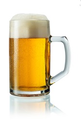 Pitcher of Beer with Foam isolated on white background