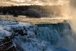 Niagara Falls in Winter Sunset
